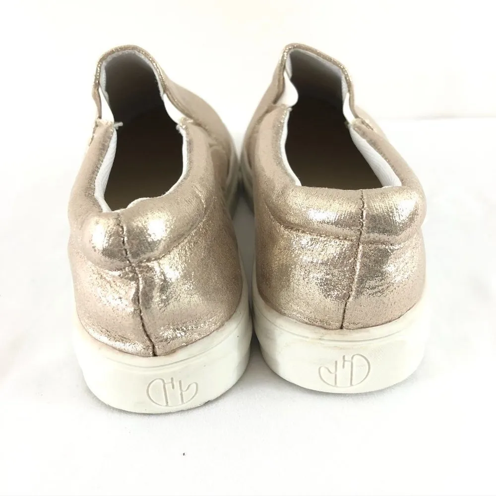 Womens Slip On Sneakers Faux Leather Gold Shiny Si Size 6 - Image 3