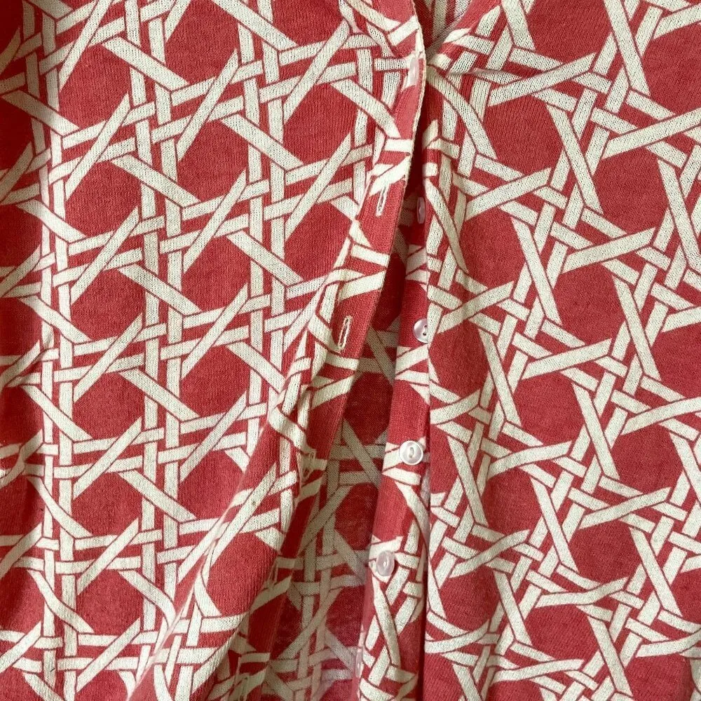 Banana Republic Factory red and white geometric button cardigan comfortable - Image 4