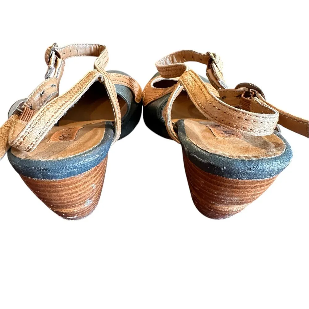 Miz Mooz Green & Tan Leather Eva Slingback Heels Size 8 - Image 5