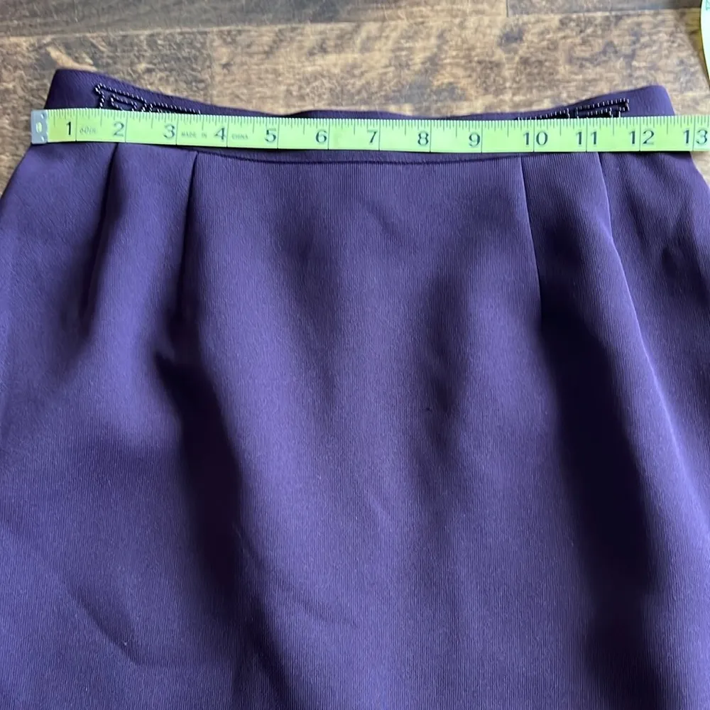 JACQUELINE FERRAR Vintage Dark Purple Midi Skirt Size 4 - Image 10