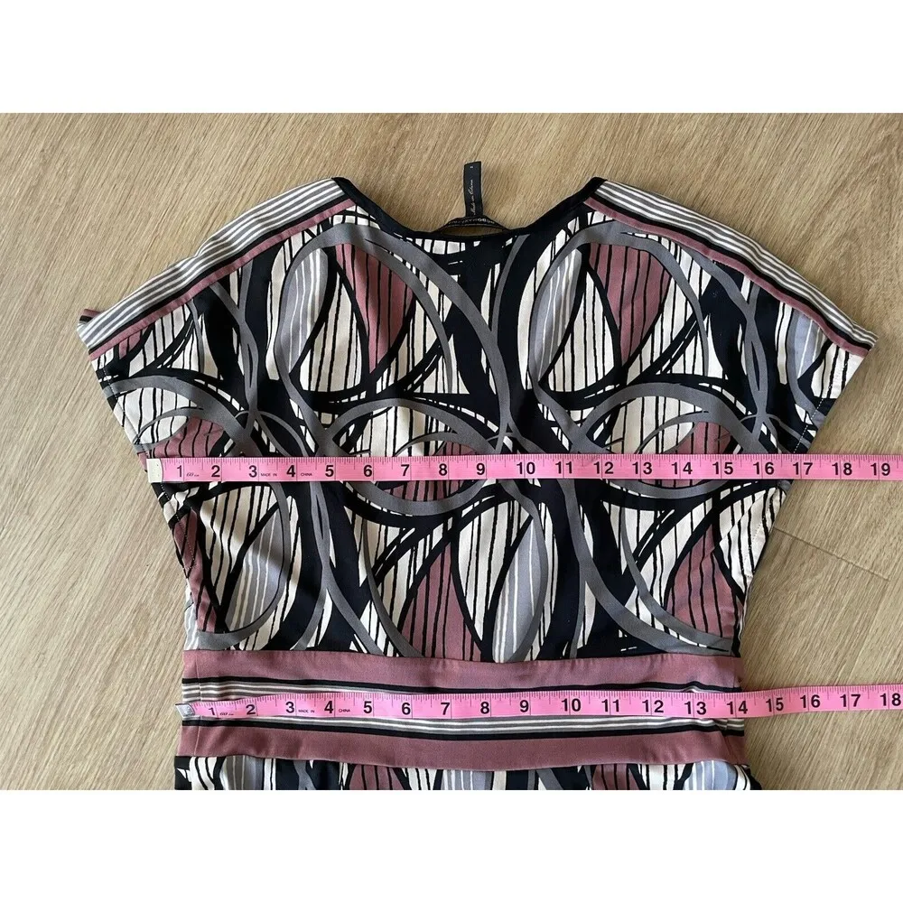 BCBG MaxAzria Women’s V-neck Knee-length Dress Graphic Print Size M Slim Fit - Image 12