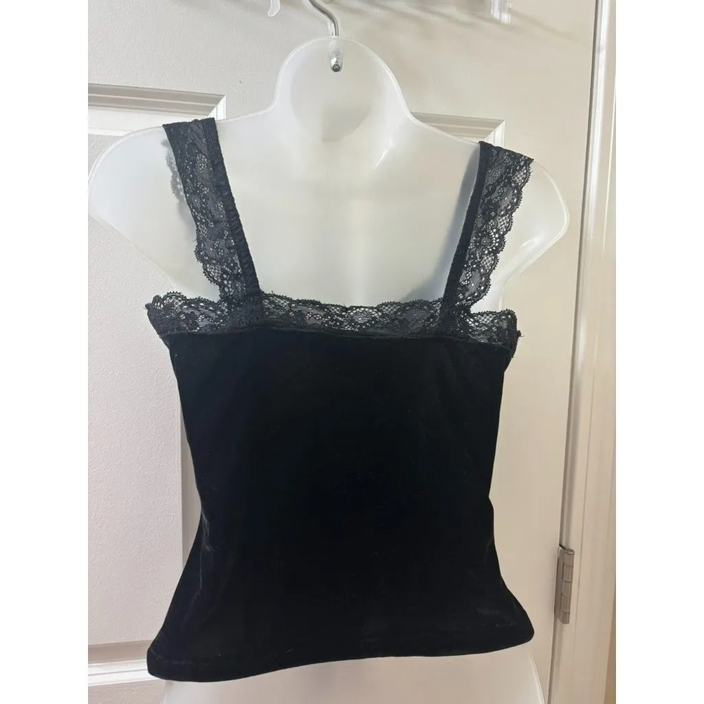 Carrie Caustic Killstar Black lace trim lace and velvet tank top S gothic - Image 10