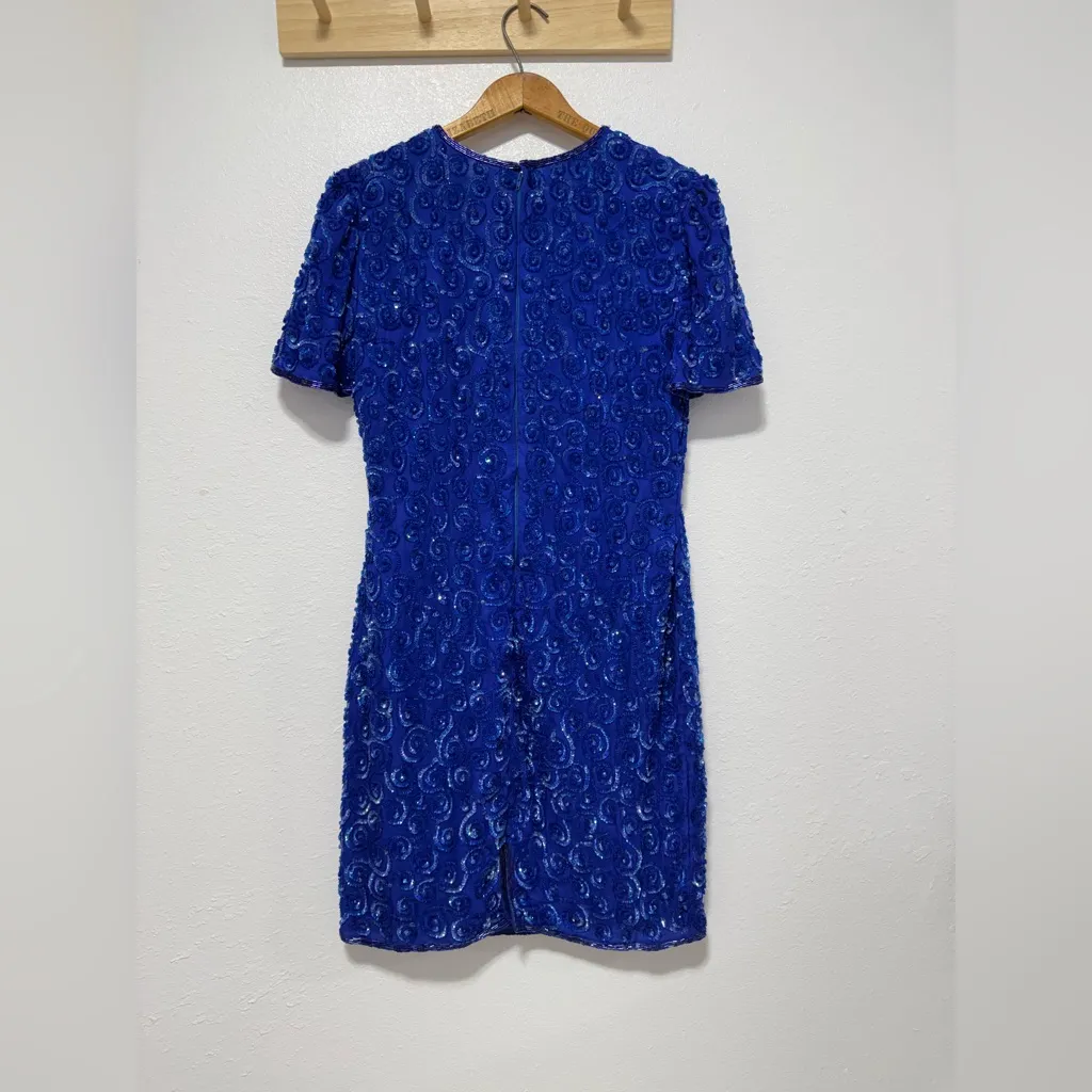 Dazzling Blue Sequin Mini Dress - Image 5