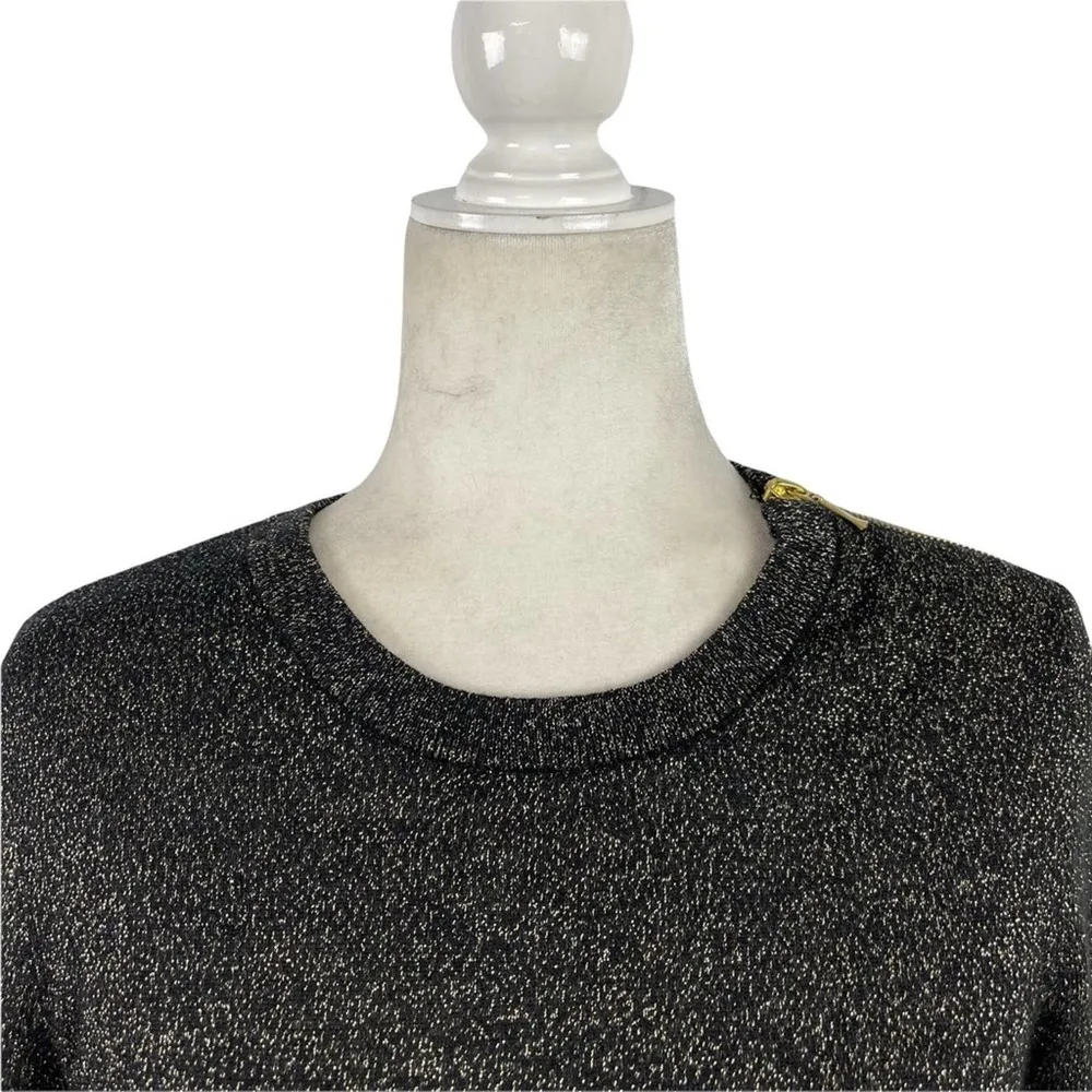 Equipment Femme Ondine Zip Shoulder Metallic Crewneck Cashmere Sweater Size XS - Image 4