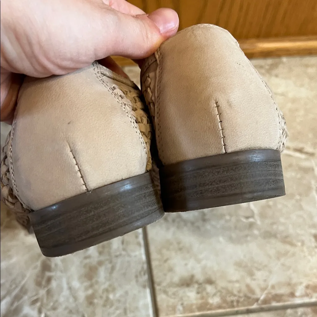 Joie Woven Dusty Khaki Cream Genuine Leather Slip On Loafer Flats - Size 8.5 - Image 8