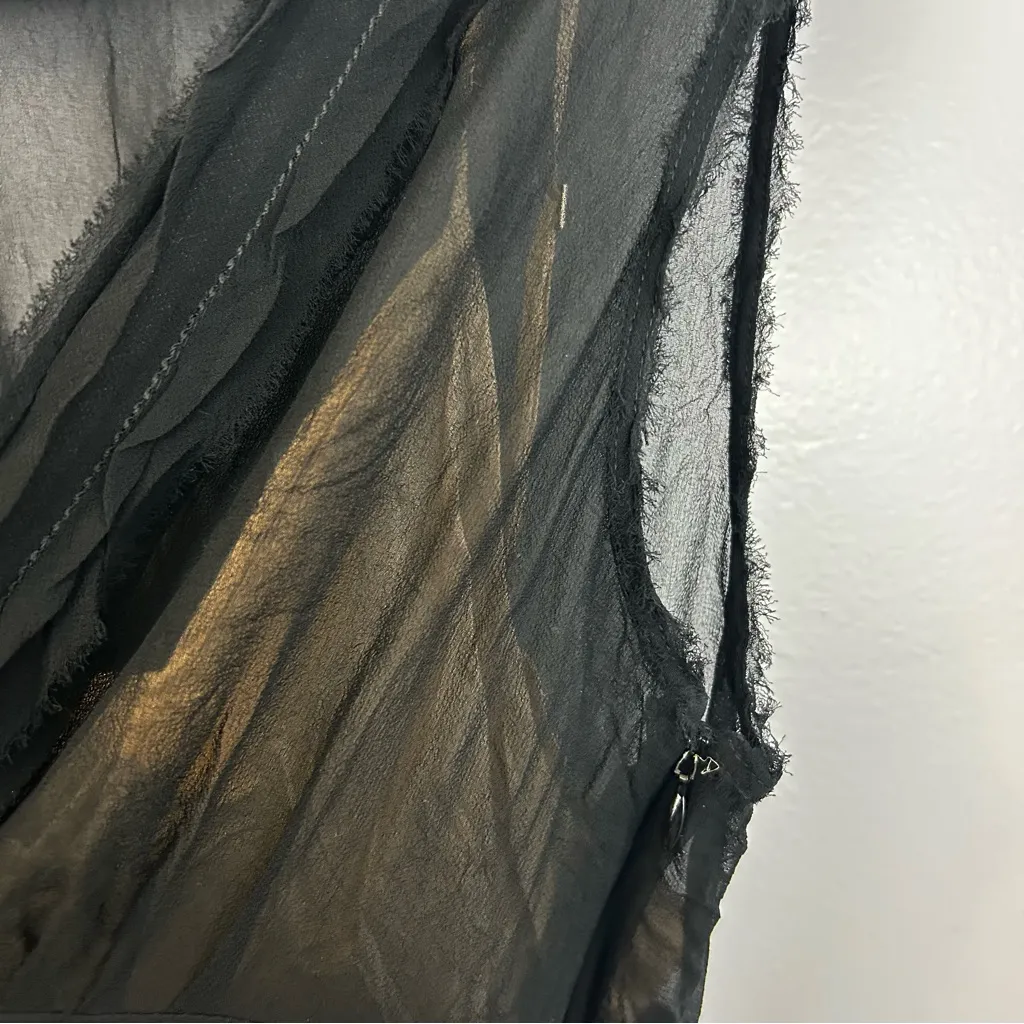 Banana Republic 2 Pc Black & Tan Silk Sheer Sleeveless Dress Size 12 - Image 7