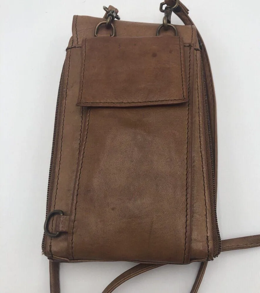 Vintage Wilson’s Tan Genuine Leather Small Crossbody Organizer Purse READ - Image 6