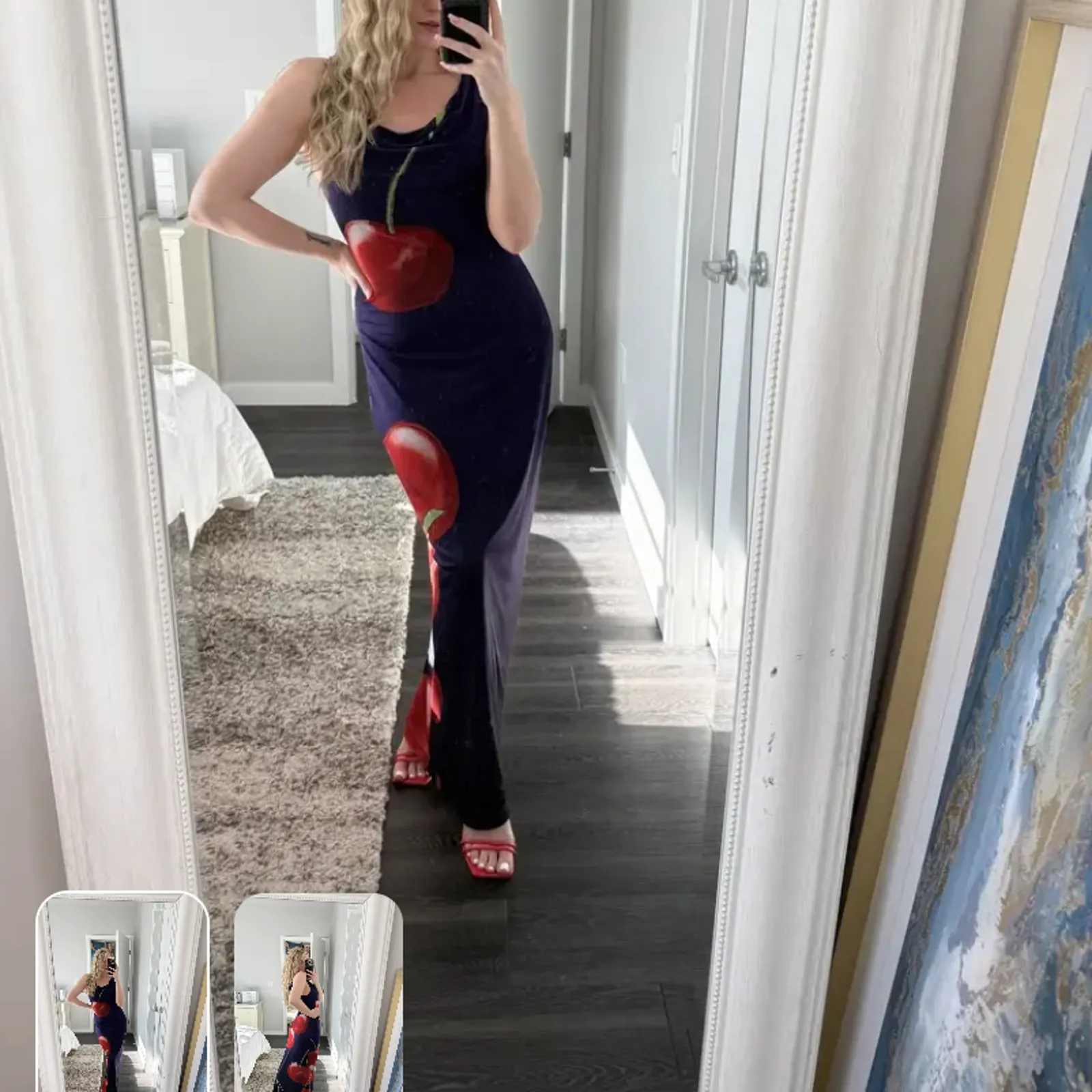 World Purple Cherry Mesh Maxi Dress XL Sleeveless Vacation Designer $400 - Image 6