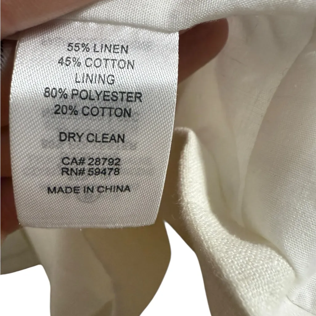 Marina Luna White Linen Blend Blazer Timeless Classic Sz XL Soft Girl Euro Style - Image 5