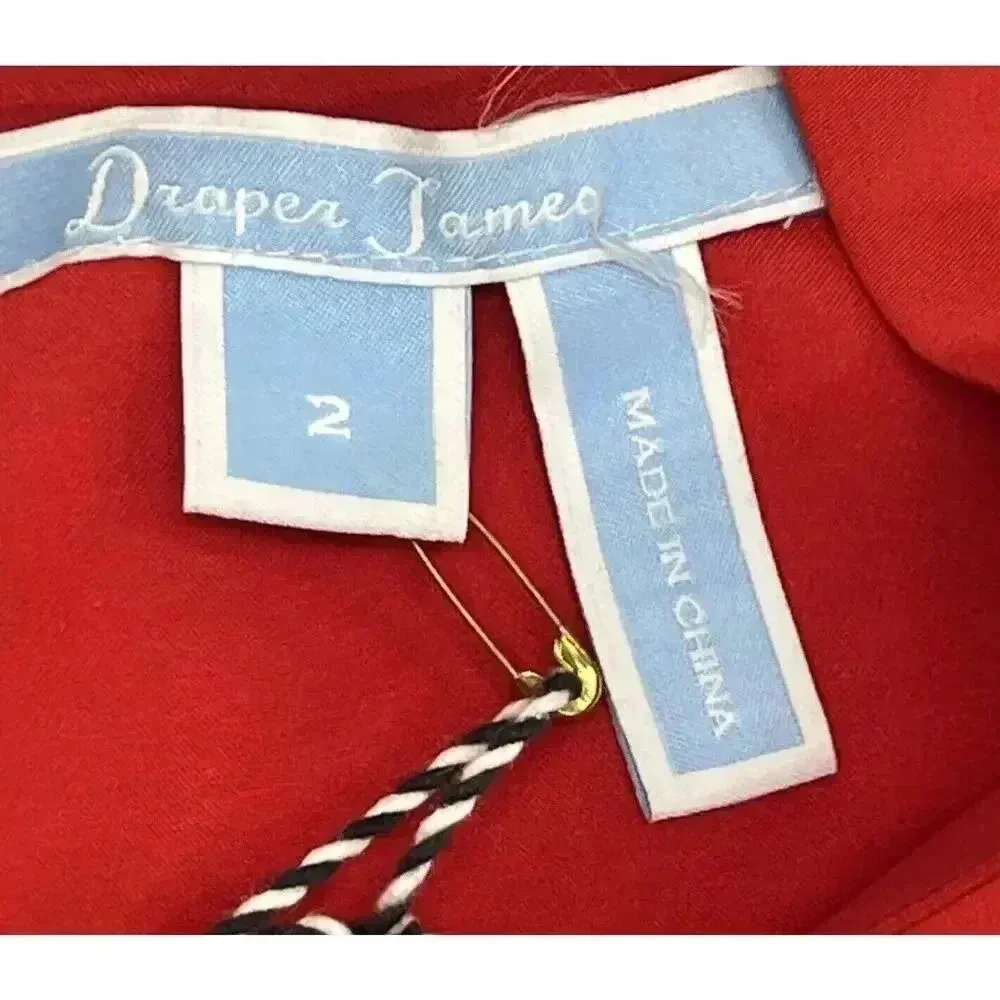 DRAPER JAMES Shift Faux Wrap Dress Womens Size 2 Red Flutter Sleeve Feminine - Image 5