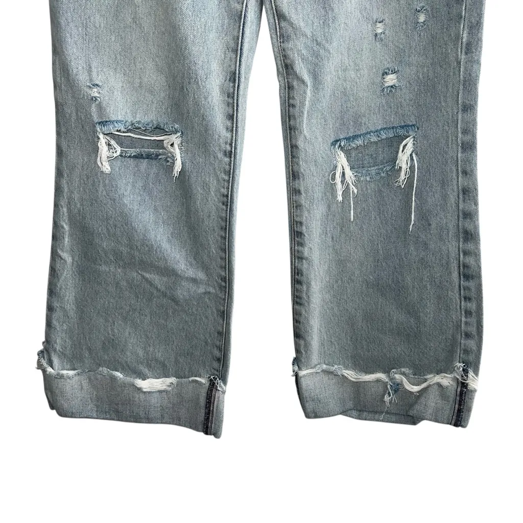 Alice + Olivia Jeans Amazing High Rise BF Raw Hem Cuff Jean Rockstar Blue Wash - Image 6