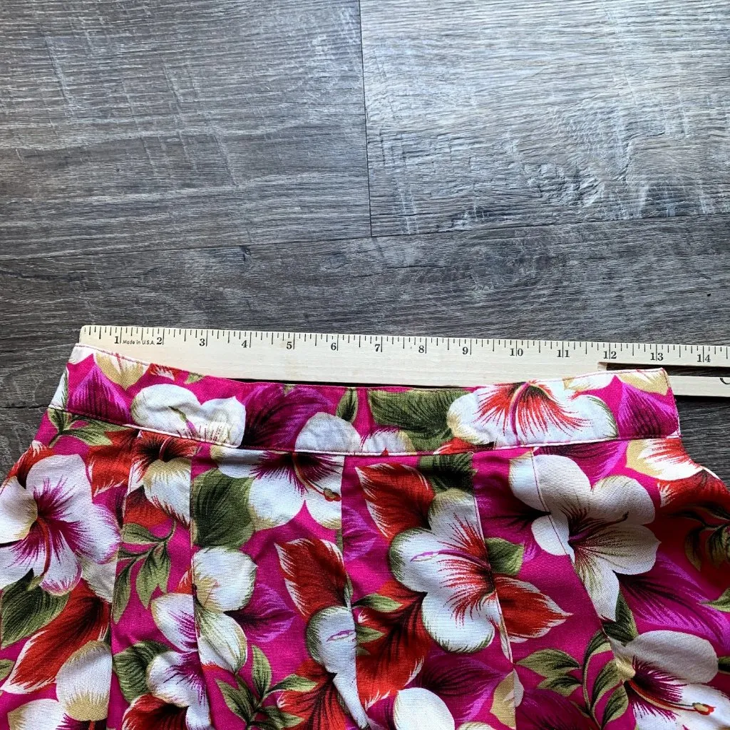 Vintage Leslie Fay Womens Shorts High Waist Tropical Hawaiian Lightweight Pink - Image 4