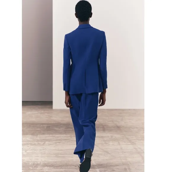 FITTED TUXEDO BLAZER COLLECTION SS24 BLUISH COLLECTION FLARED PANTS SET SMALL Blue - Image 2