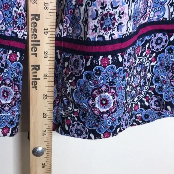 Loft Fluid Wide Leg Crop Pants in Medallion Linen Blend ladies size medium - Image 8