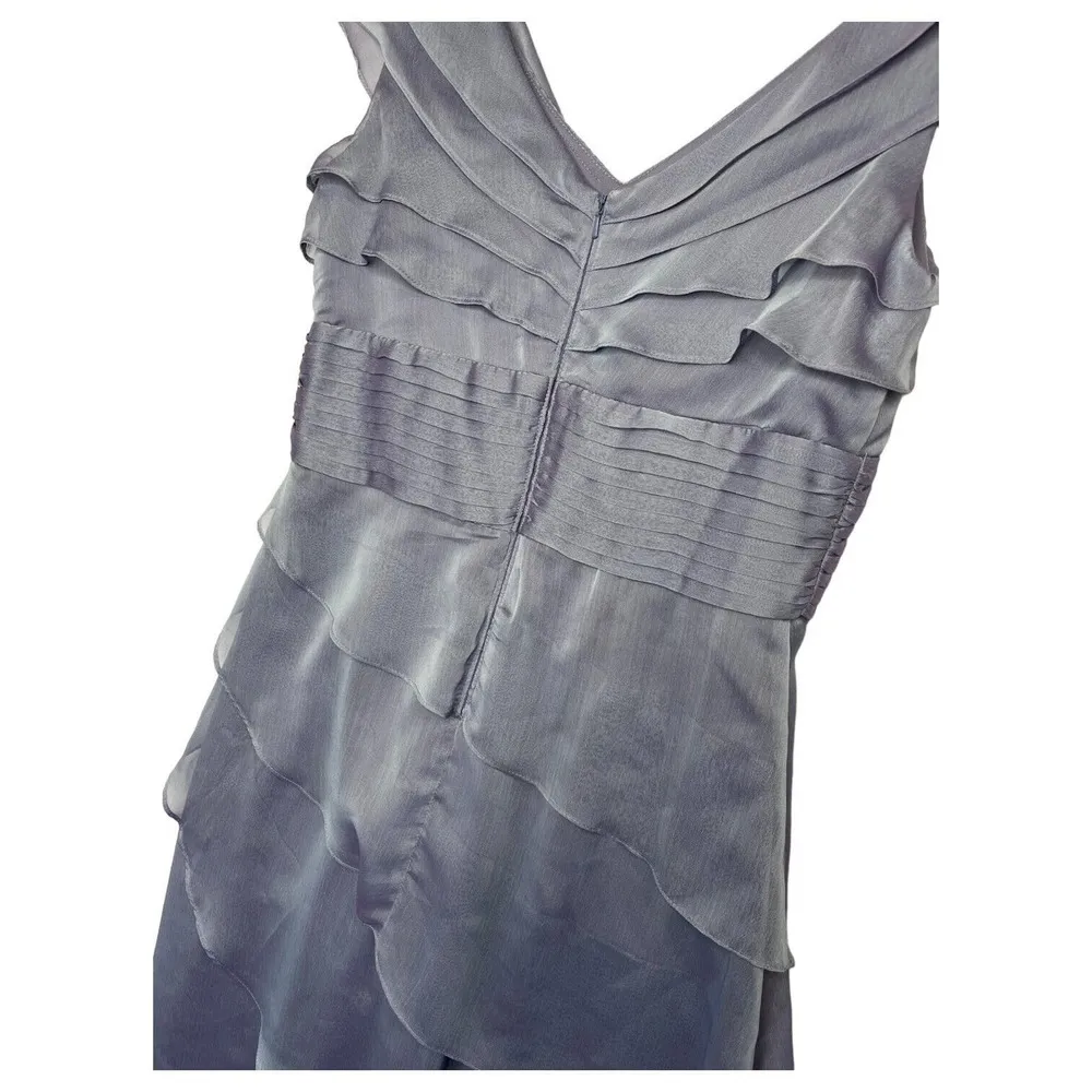 Adrianna Papell Dress Womens 6 Fairy Sleeveless Tiered V Neck Iridescent Purple - Image 5