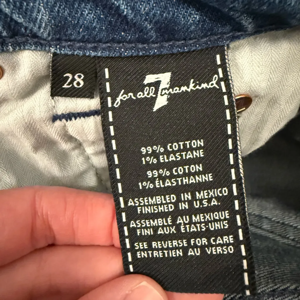 7 For all Mankind High Waist Cropped Straight Jeans Size 28 - Image 7