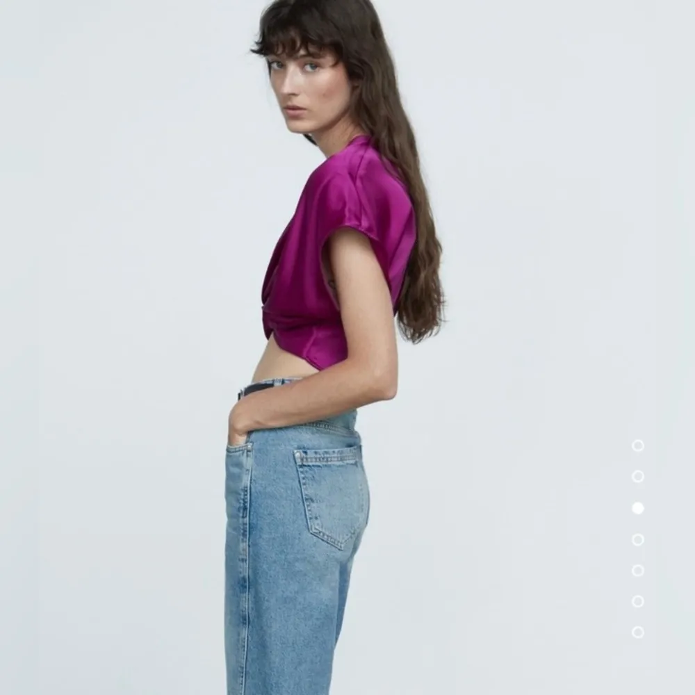 Zara Womens Knotted Satin Effect Cropped Blouse in Purple Size S NWT - Image 9