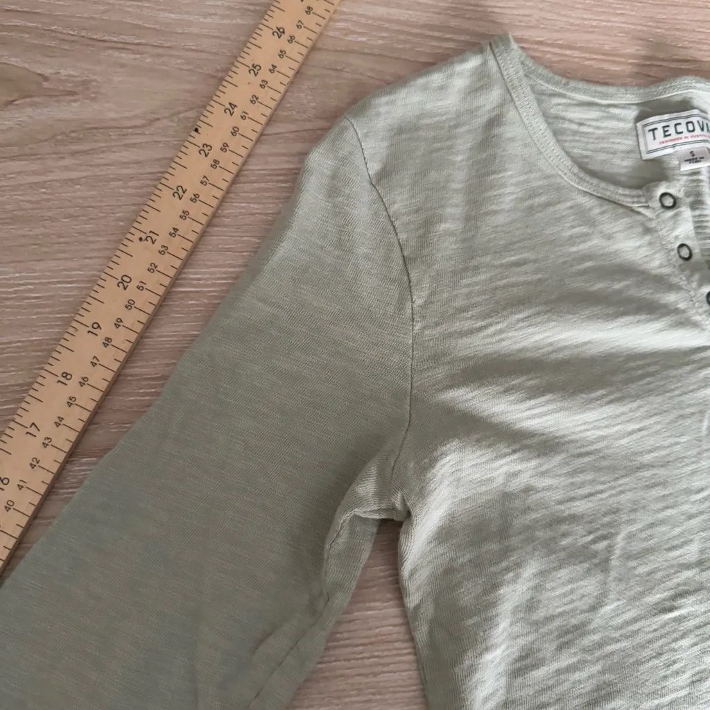 Tecovas Women’s Small Cotton Slub Henley Sagebrush Heather Green Western - Image 5