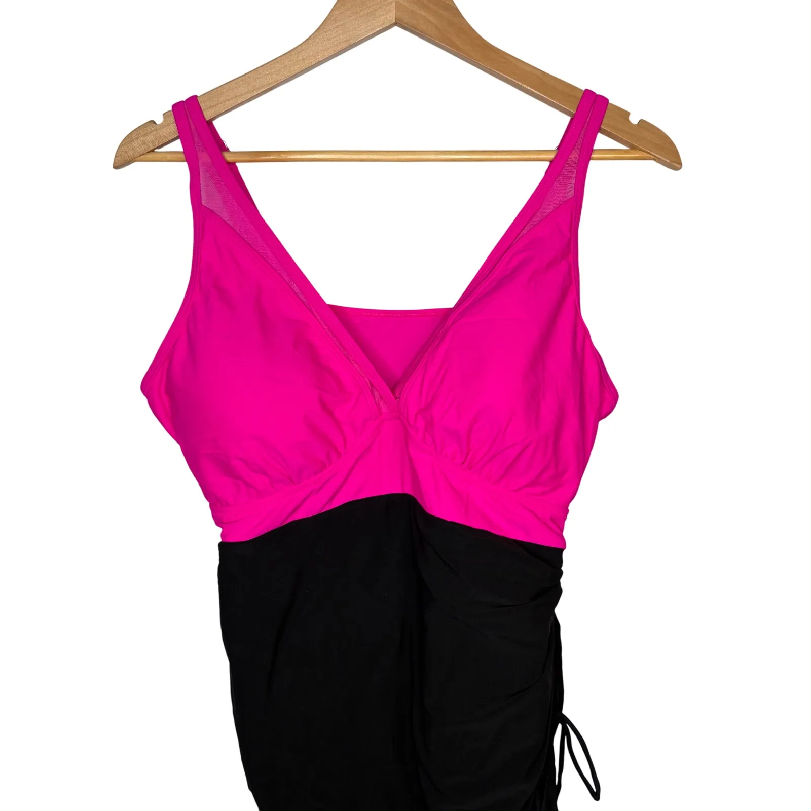 Mesh Ruched Swimdress One Piece Hot Pink Black Women Plus Size XXL‎ NWOT - Image 5