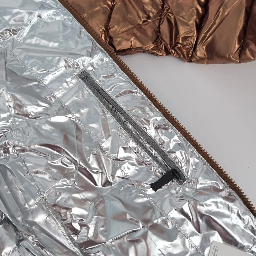 Desigual Jasmine Gold Metallic Puffer Padded Women's Jacket - US Size XS - NWT - Image 12