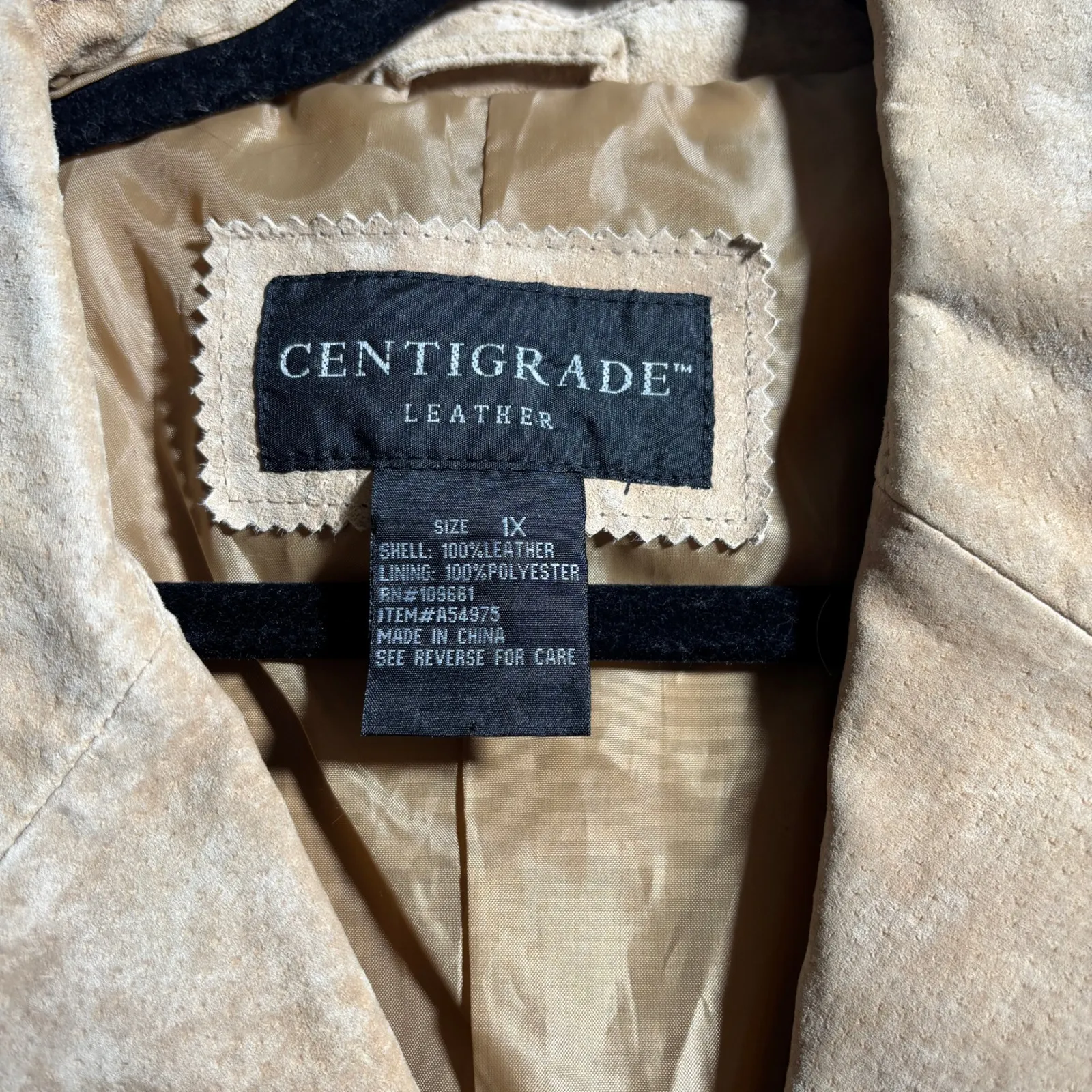 VTG Centigrade Leather Womens 1X Tan Suede Duster Jacket Blazer Trench Coat Boho - Image 3