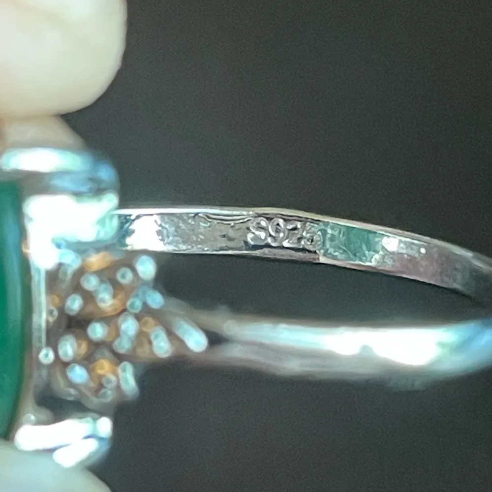 S925 silver green jade stone ring size 7.5 - Image 7