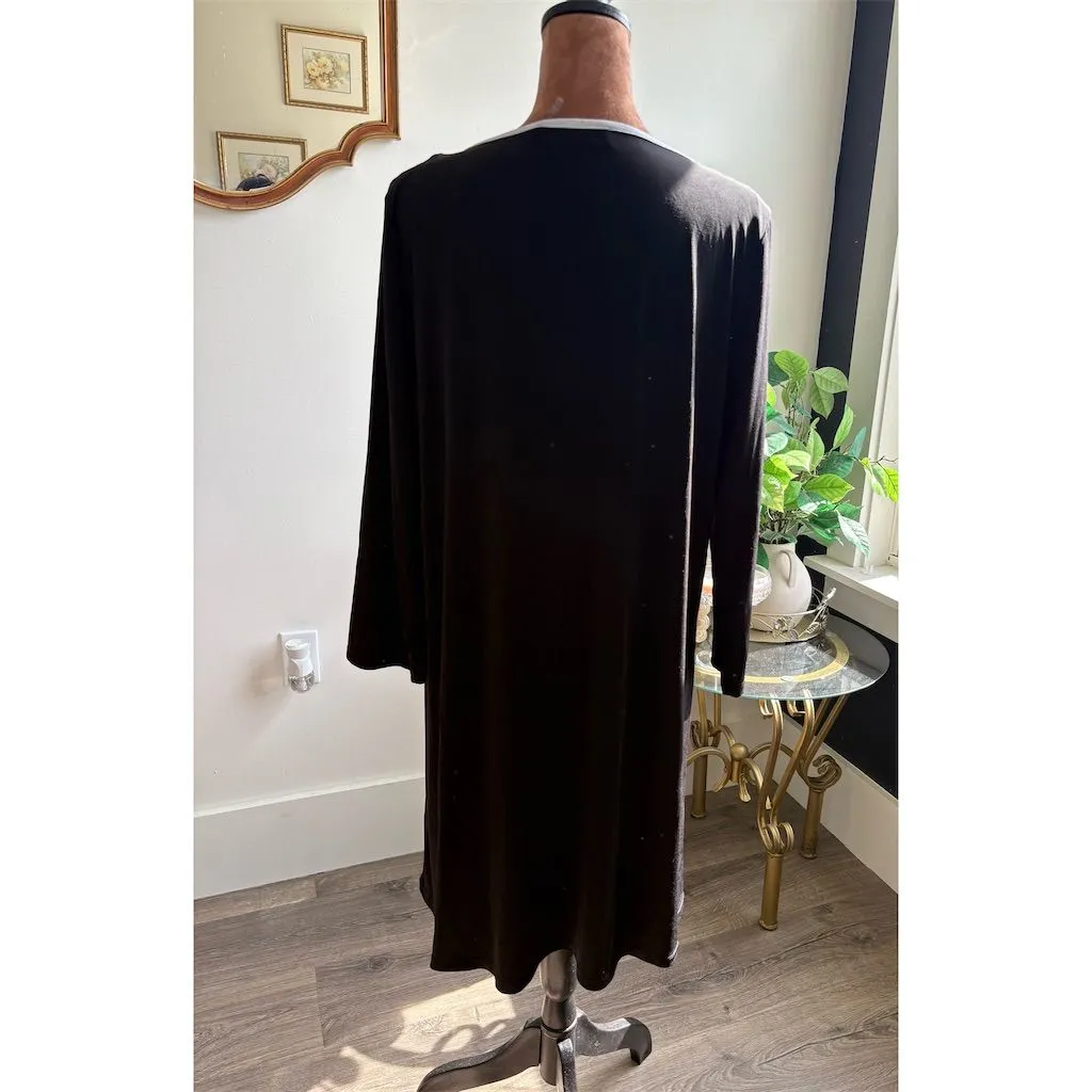 Ivanka Trump Women's Black Long Sleeve Dress Large Keyhole‎ Neck White Trim - Image 2