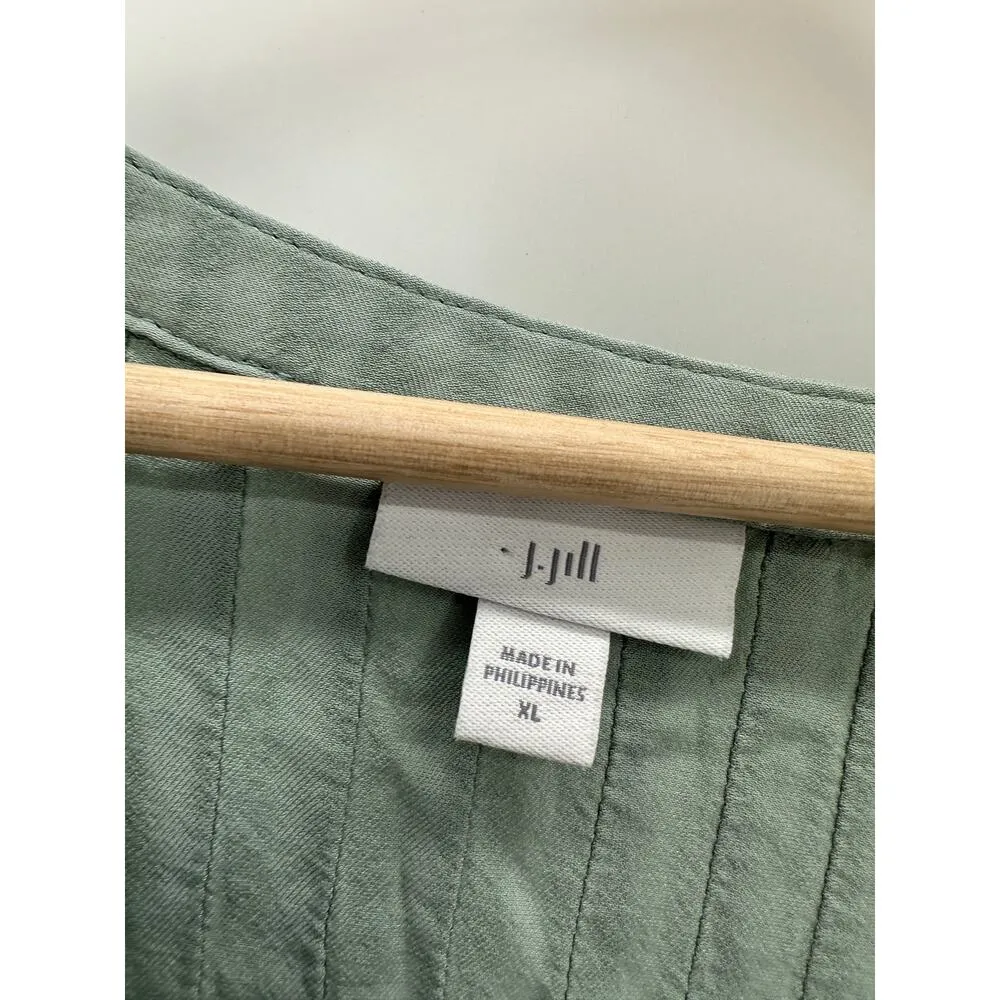 J. Jill Top Women XL Mint Green Long Sleeve Split V-Neck Side Slit Rayon - Image 5