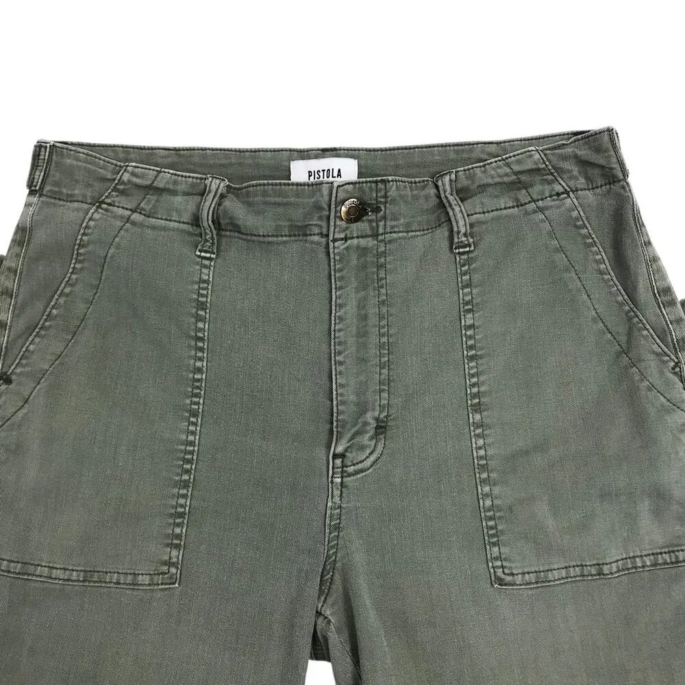 PISTOLA Pamela Straight Leg Pant Women 31 Olive Green Crop Utility Streetwear - Image 4
