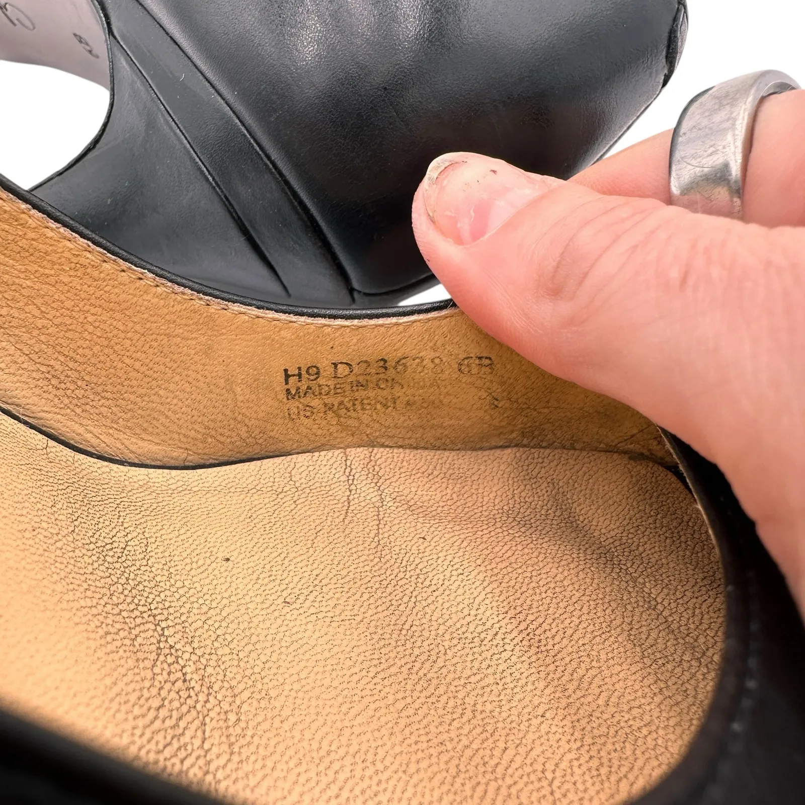 Cole Haan Black Nike Air Sole Peep Toe Leather Heels Size 6B - Image 8