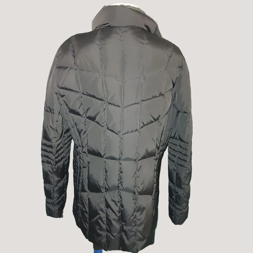 Brooks Brothers 346 Womens Black Quilted Down Puffer Jacket Size L Button Zip - Image 4