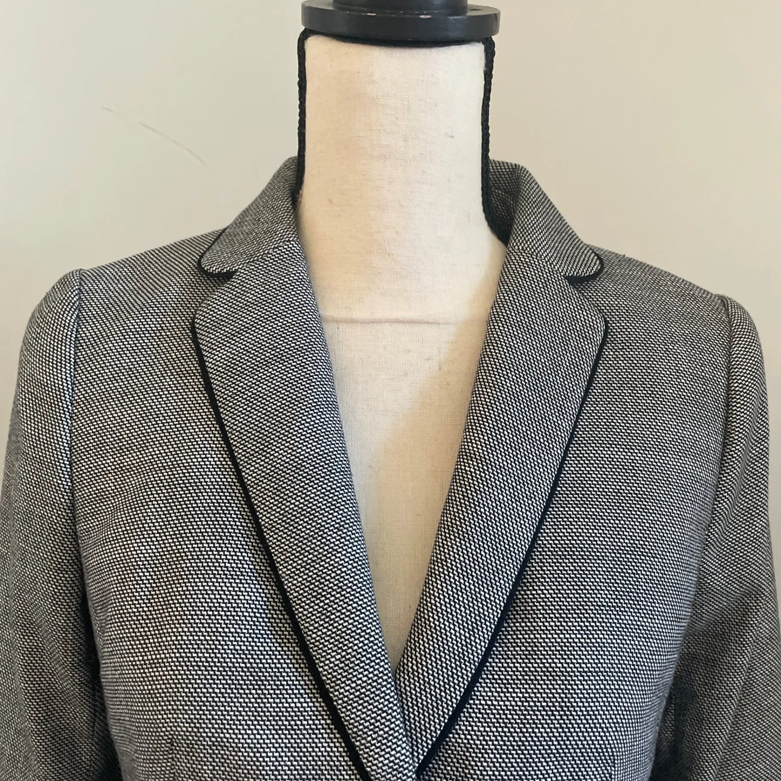 Talbots‎ Houndstooth Blazer 2P Black White Career Office Jacket Mature Corpcore - Image 11