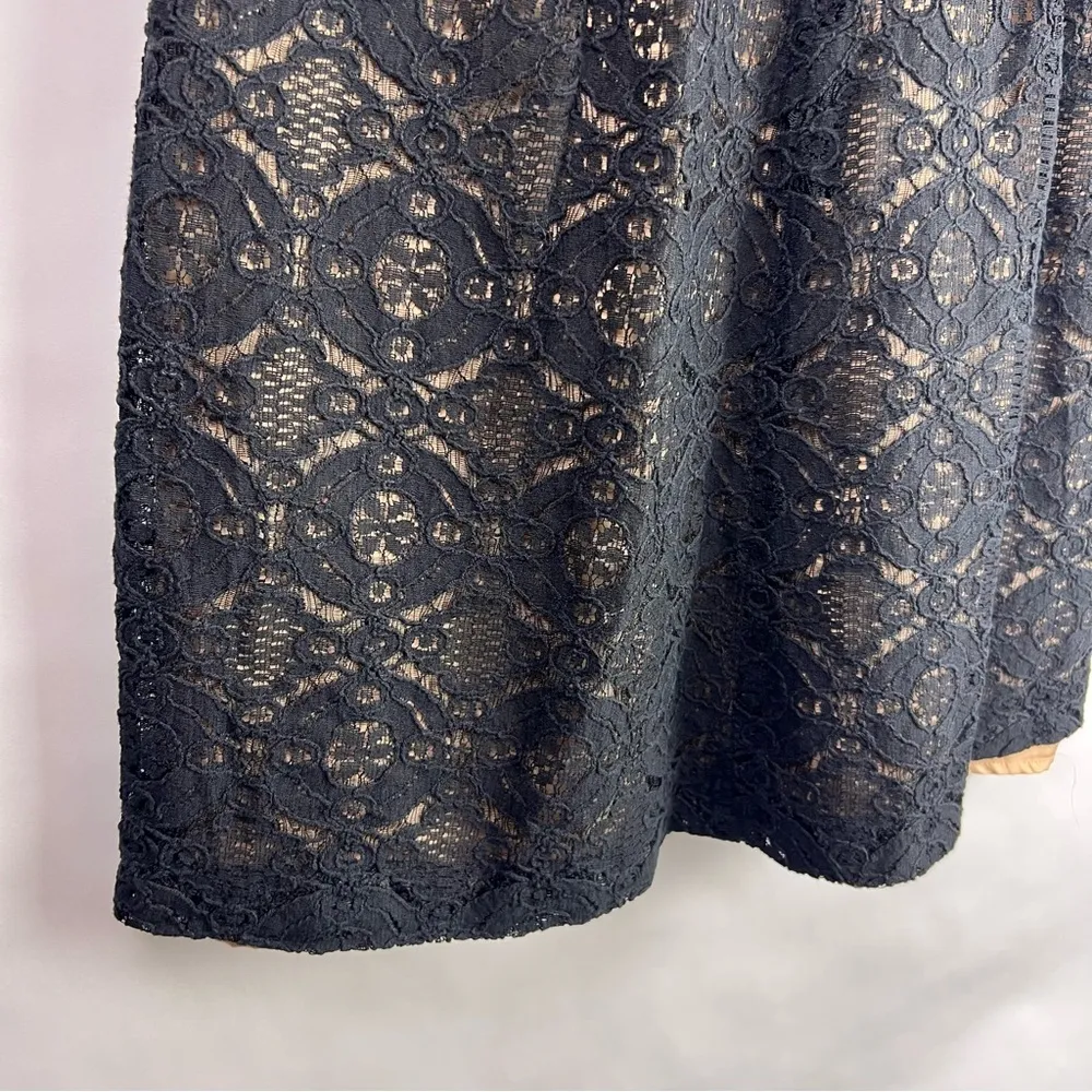 Forever 21, Black Lace Overlay Dress, Nude Lining, Cap Sleeve, Party Dress - Image 9