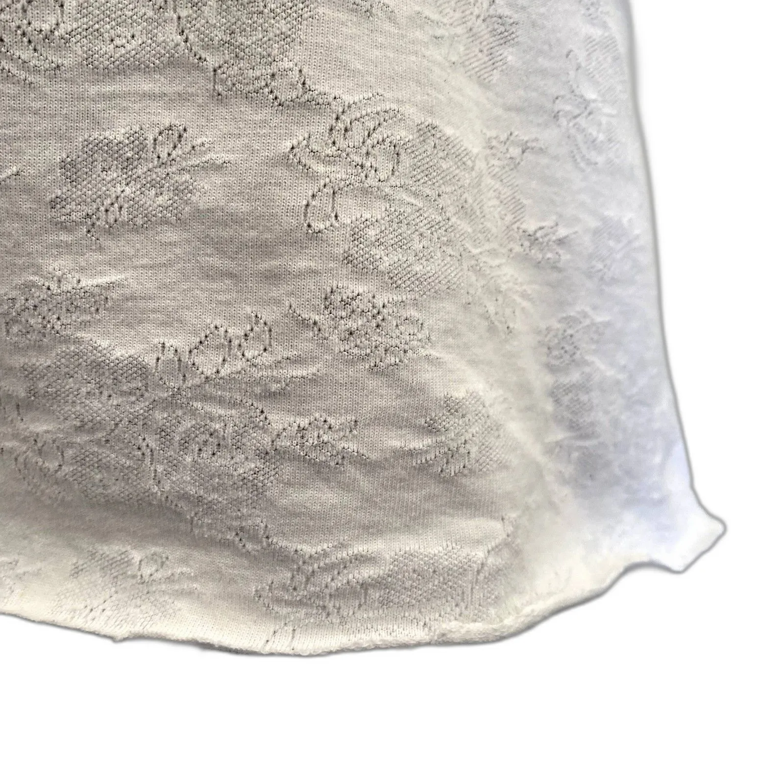 Vintage Cinema Etoile Floral‎ Pointelle Lace Tee Cream Coquette Size Medium White - Image 4