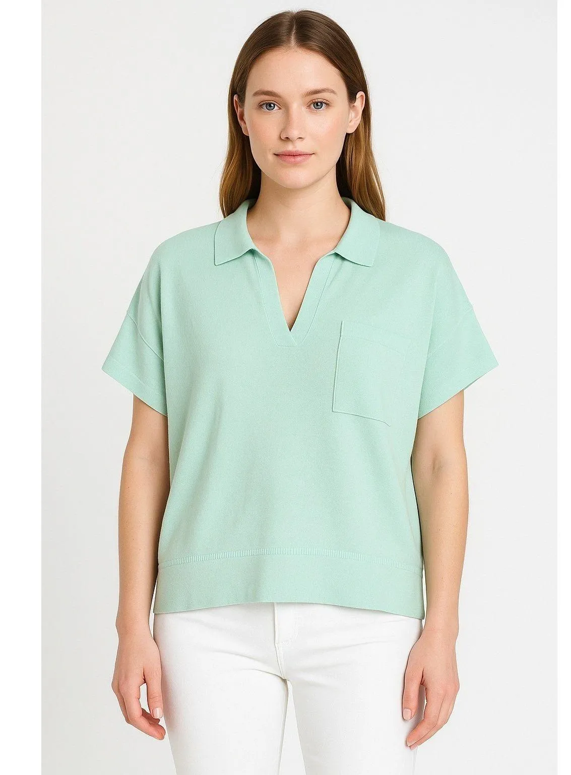 NWOT Banana Republic Women Polo Top XL/XXL Linen Oversized Johnny-Collar Sweater - Image 3