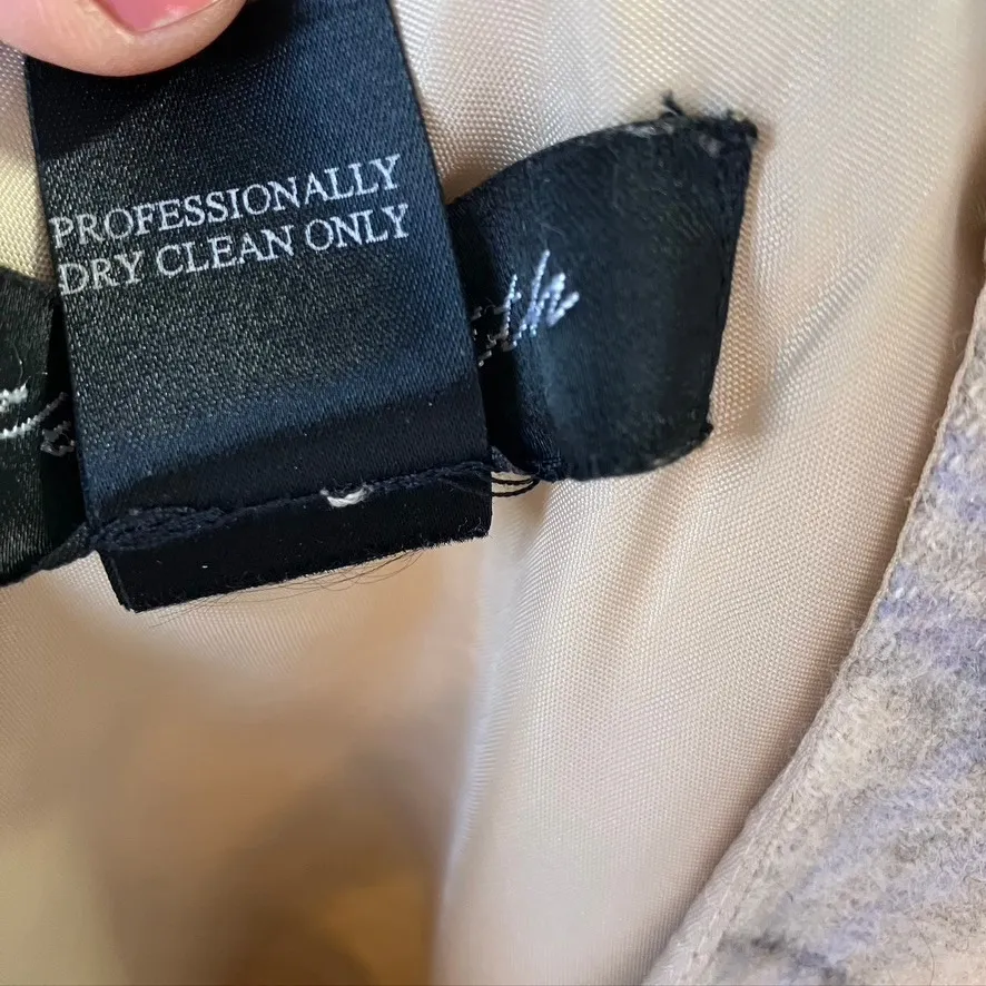 Willi Smith Petite Wool Dress Plaid Sleeveless Beige Purple‎ 10P Career Italy - Image 8