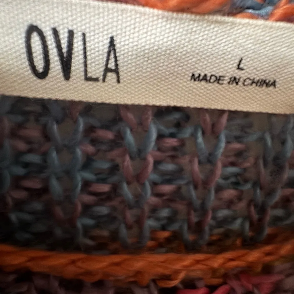 OVO Multicolor Cowl Neck Sweater. NWT Red Size L - Image 3