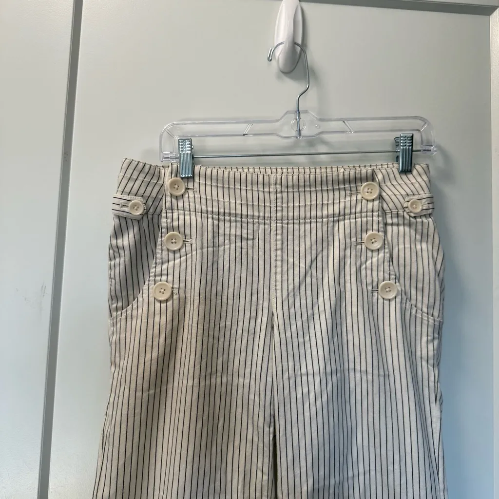 Banana Republic Women's Pinstripe Trouser Wide Leg Pants Business Casual White 4 - Image 3