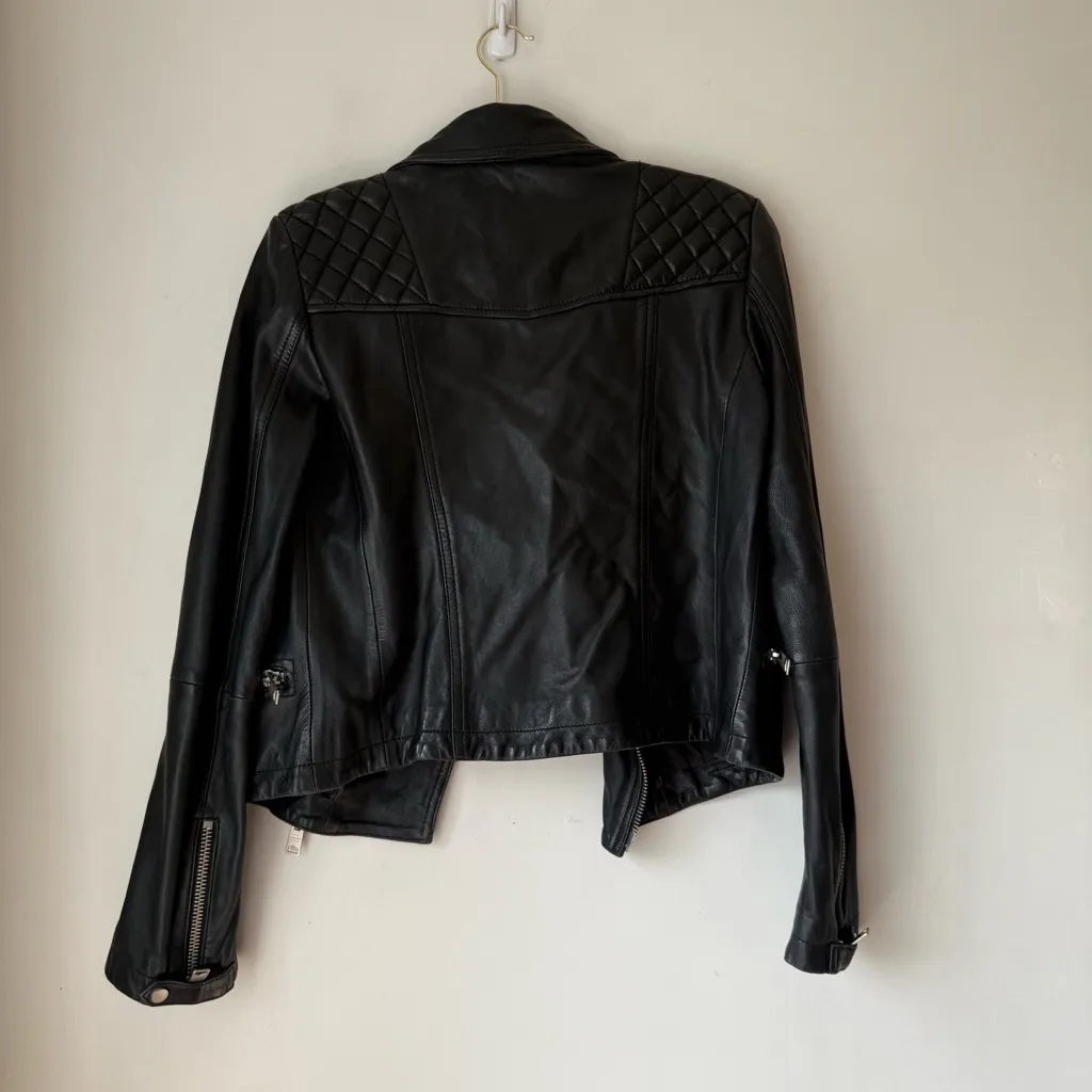 ALLSAINTS  Black Bleeker Leather Biker Jacket 8 - Image 6