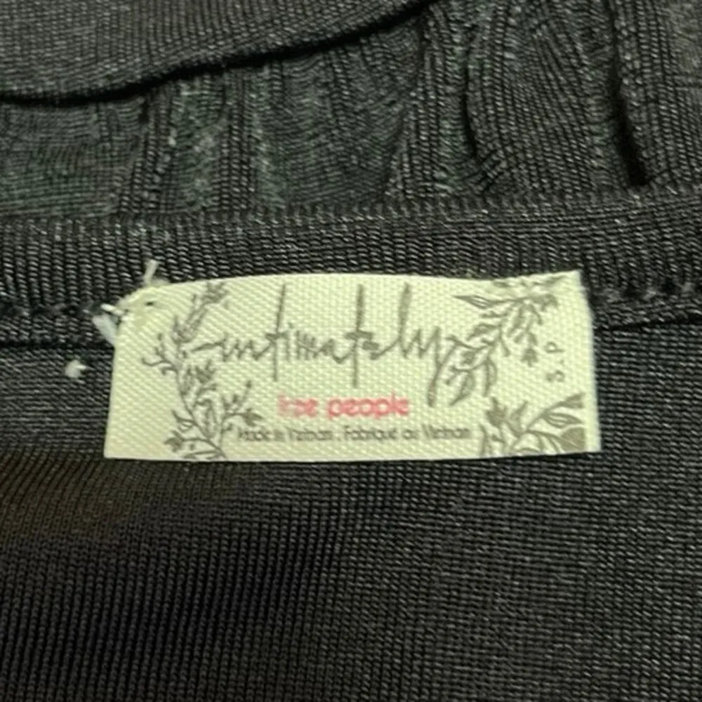 Free People In Your Arms Black Long Sleeve Shirred Bodysuit Blouse Top Size S - Image 4