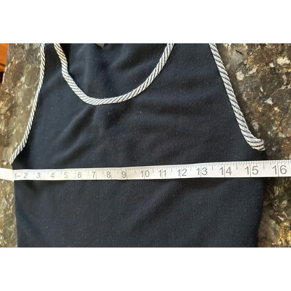 INC Black Rib Knit  Tank Sweater Ruffle Striped  Midi Dress M Work Office Goth - Image 5