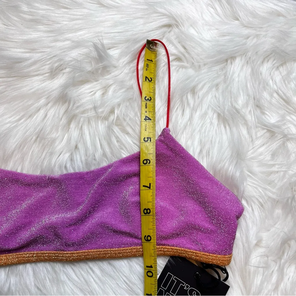 Free People It's Now Cool Lurex Colorblock Cropped Bikini Top. Size Medium. NWT - Image 9