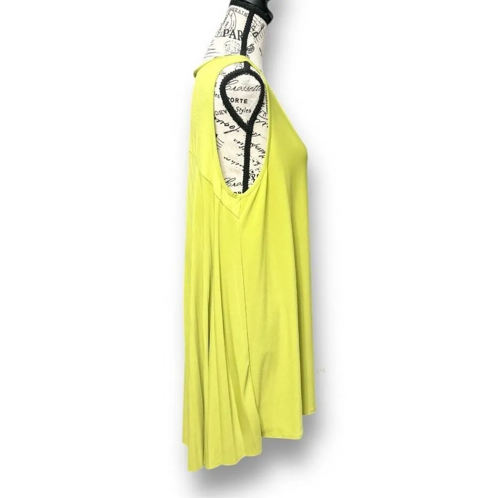 Antthony XL Lime Green Sleeveless Hi Low Tunic Pleated Back Resort Travel Top - Image 4