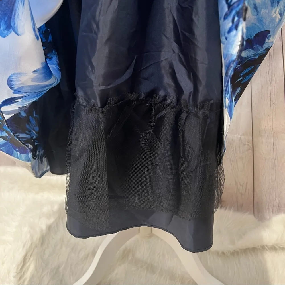 NWT SLNY Dress Midi Floral Fit & Flare Halter Blue Black 14 Cocktail Event Glam - Image 15