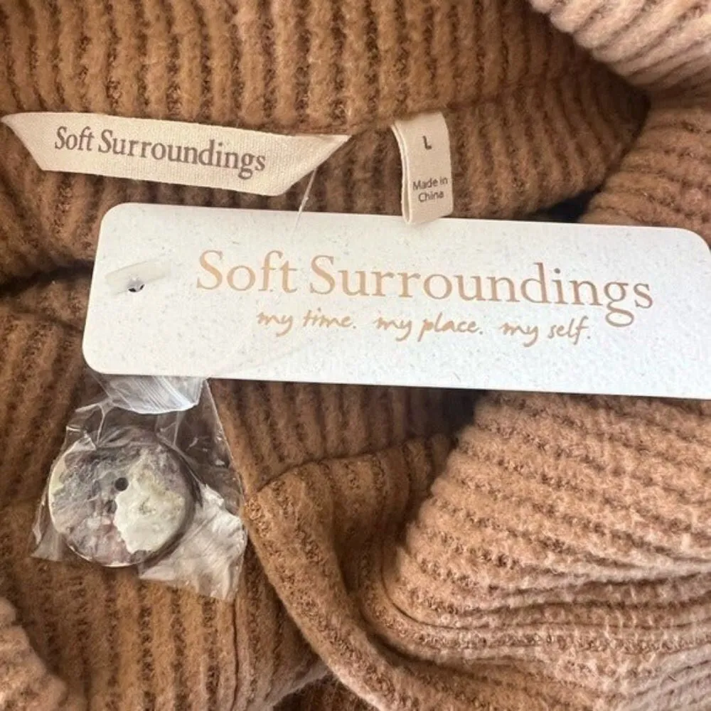 SOFT SURROUNDINGS Caline Mother Of Pearl Button Down Cardigan Brown Size L NEW - Image 5