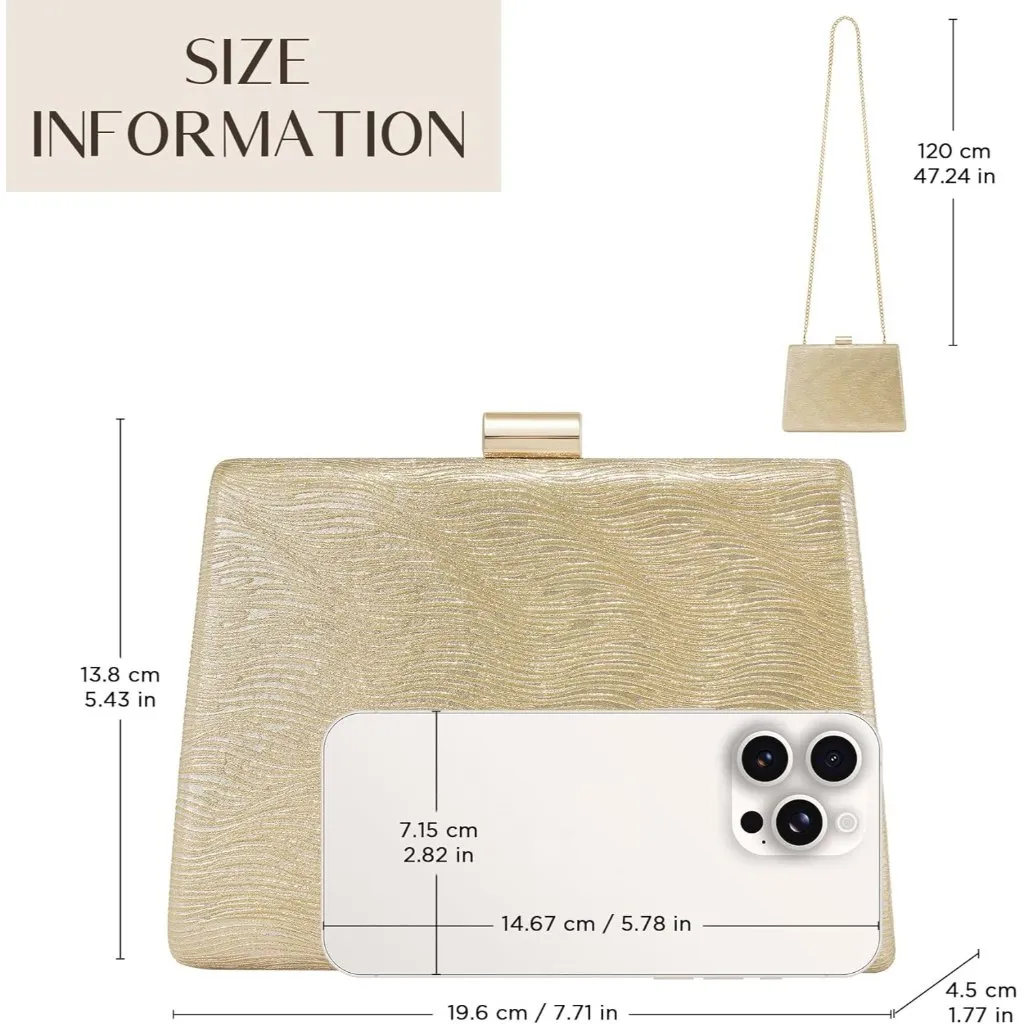 ⚡ Women's Detachable Chain Sparkly Evening Formal Parties Gold Clutch Bag - Image 6
