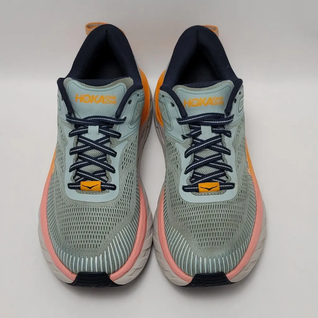 Women's Hoka One Bondi 7 Running Sneakers Athletic Shoes Blue Orange Size 8.5 - Image 3