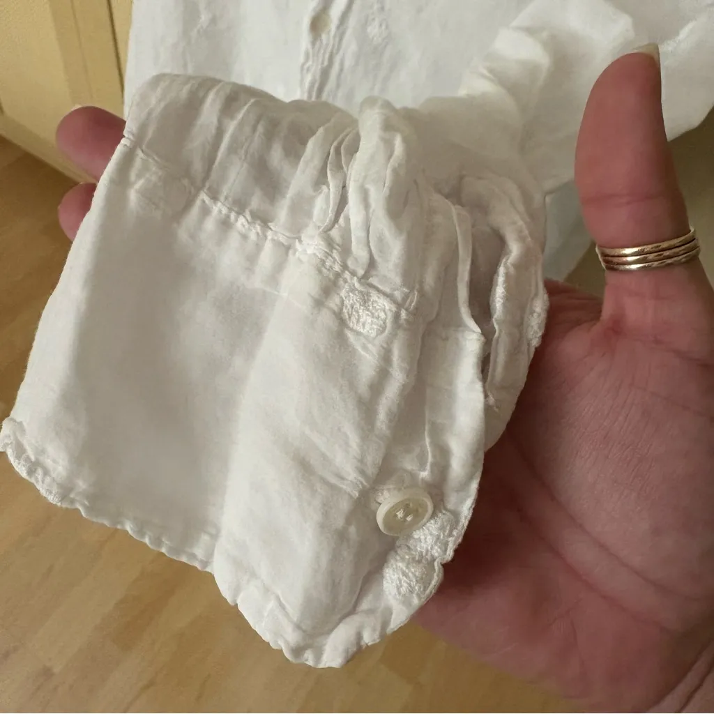 CP SHADES White Silk Blend Embroidered Oversized Button‎ Down Short Size Small - Image 3