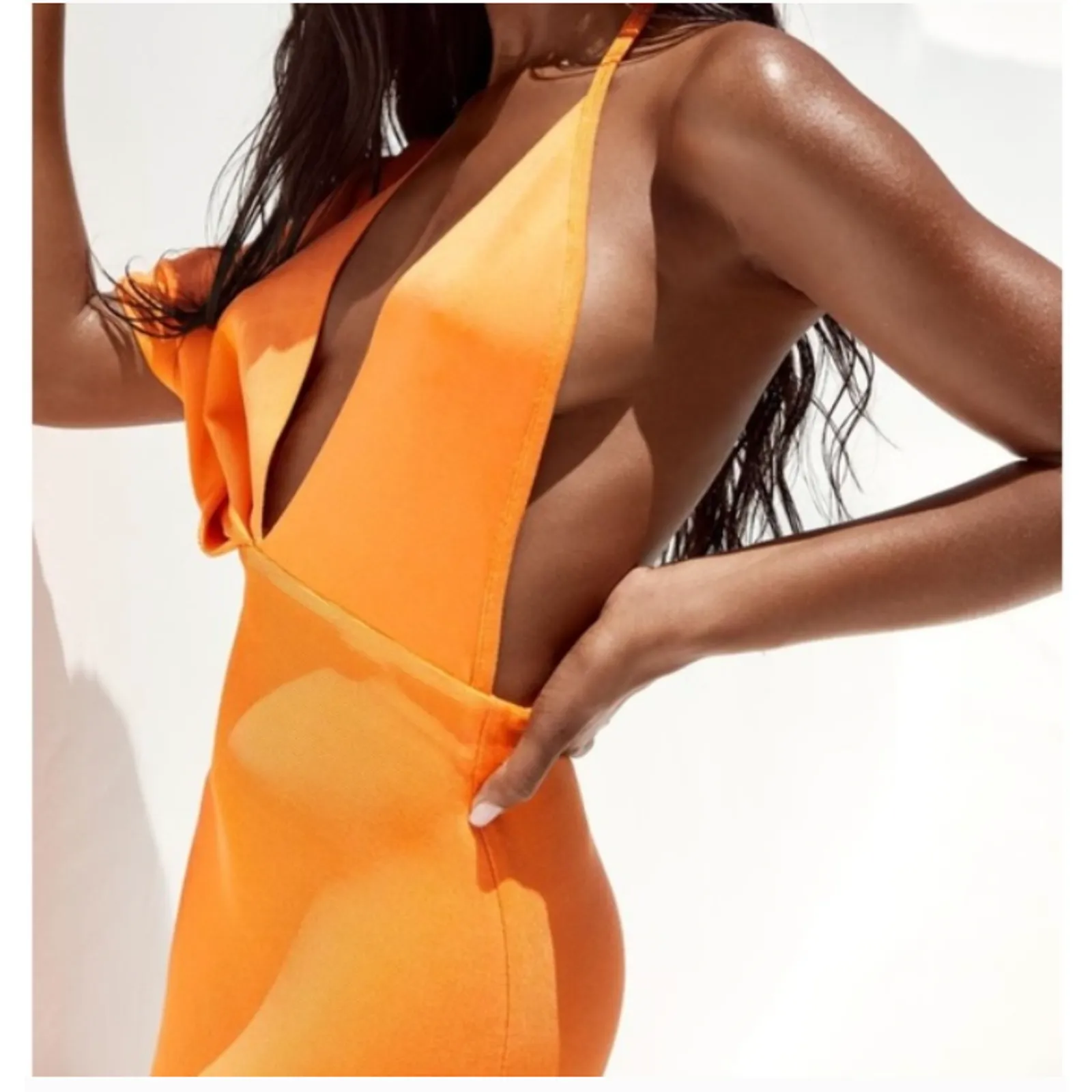 House of CB Clemence Maxi Orange Bandage Dress Womens Large - Image 4