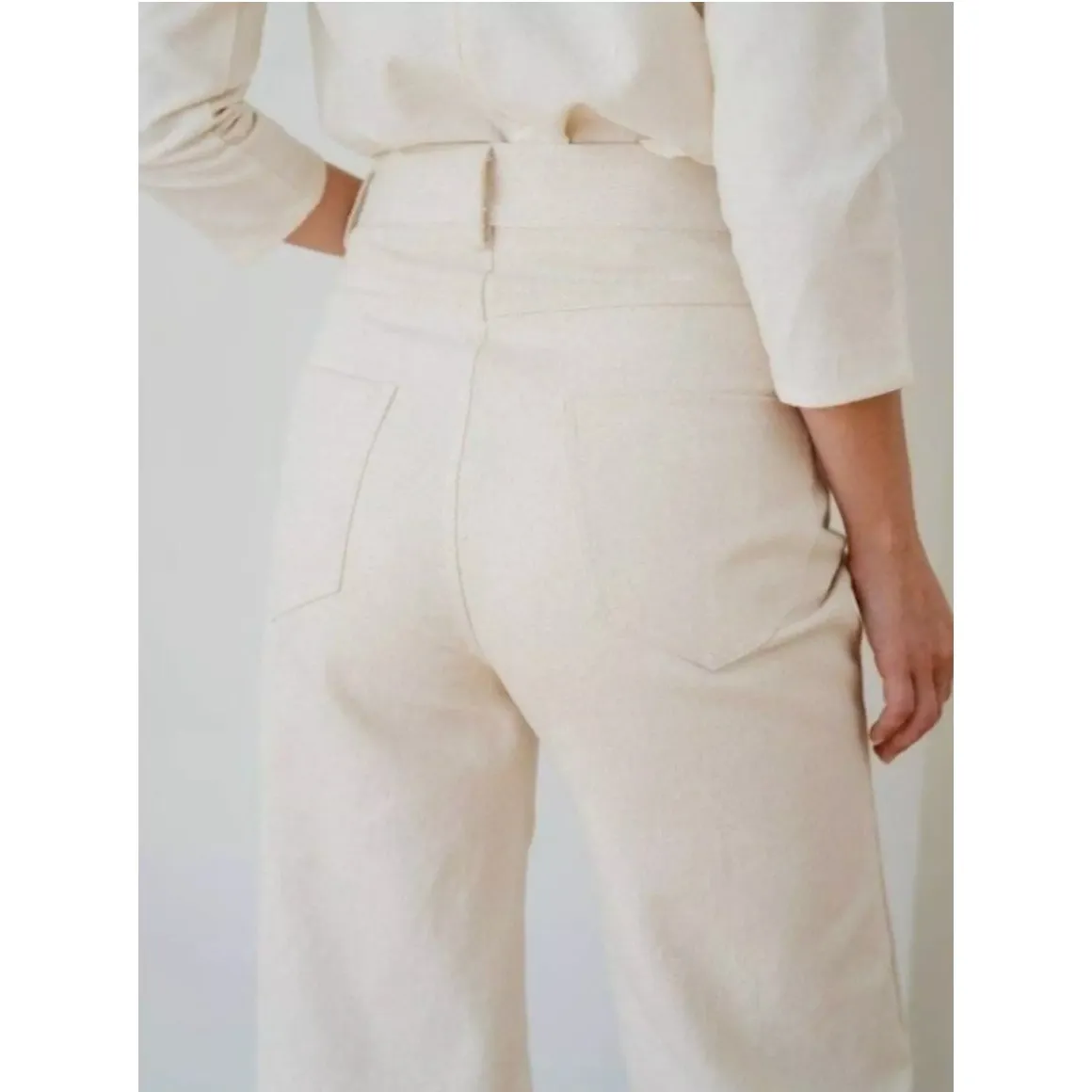 Laude the Label Camp High Rise Straight Leg Pants in Bone Cream Size 10 - Image 3